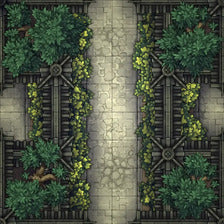 Modular Garden Tileset & Assets Battlemap - Japanese Walled Garden 1x1 8x8 X 03 Cross