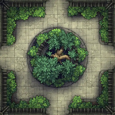 Modular Garden Tileset & Assets Battlemap - Japanese Walled Garden 1x1 8x8 X 05 Bordered Block