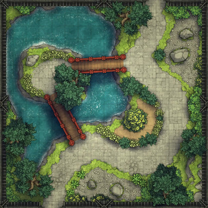 Modular Garden Tileset & Assets Battlemap - Japanese Walled Garden 2x2 16x16 I 01 Zen