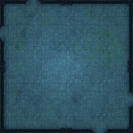 Modular Garden Tileset & Assets Battlemap - Japanese Walled Garden 2x2 16x16 X 01 Empty Night