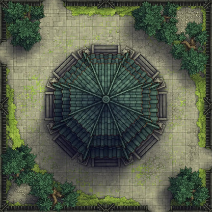 Modular Garden Tileset & Assets Battlemap - Japanese Walled Garden 2x2 16x16 X 02 Pagoda