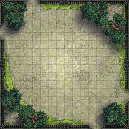 Modular Garden Tileset & Assets Battlemap - Japanese Walled Garden 2x2 16x16 X 03 Plaza Empty