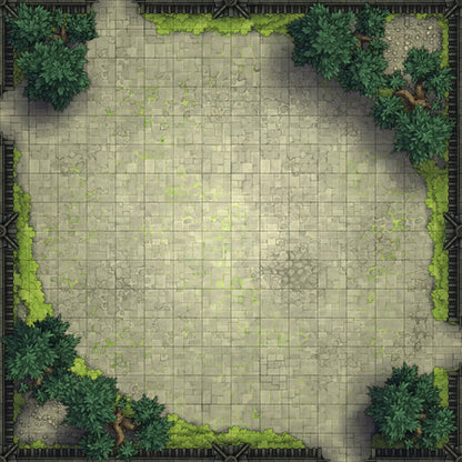 Modular Garden Tileset & Assets Battlemap - Japanese Walled Garden 2x2 16x16 X 03 Plaza Empty