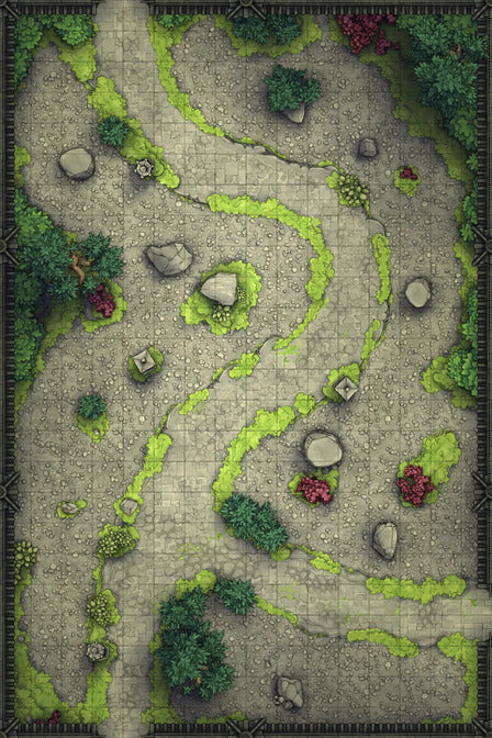 Modular Garden Tileset & Assets Battlemap - Japanese Walled Garden 2x3 16x24 T 01 Zen