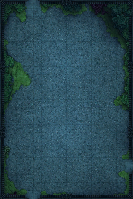 Modular Garden Tileset & Assets Battlemap - Japanese Walled Garden 2x3 16x24 T 02 Zen Empty Night