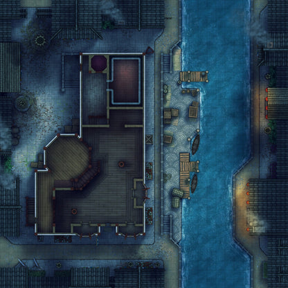 Magic Shop Battlemap - Empty Night 01 - DnD Map, Digital, Foundry VTT, Print