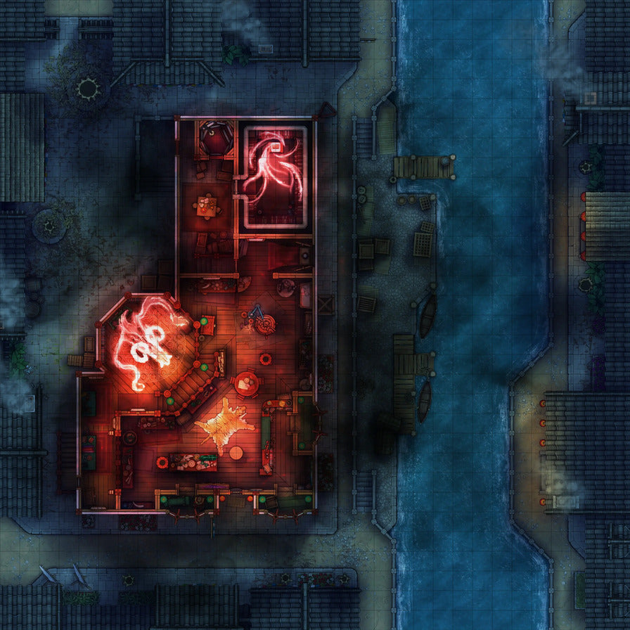 Magic Shop Battlemap - Evil Magic Night 01 - DnD Map, Digital, Foundry VTT, Print
