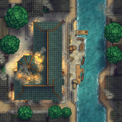 Magic Shop Battlemap - Expanding Fire 02 - DnD Map, Digital, Foundry VTT, Print