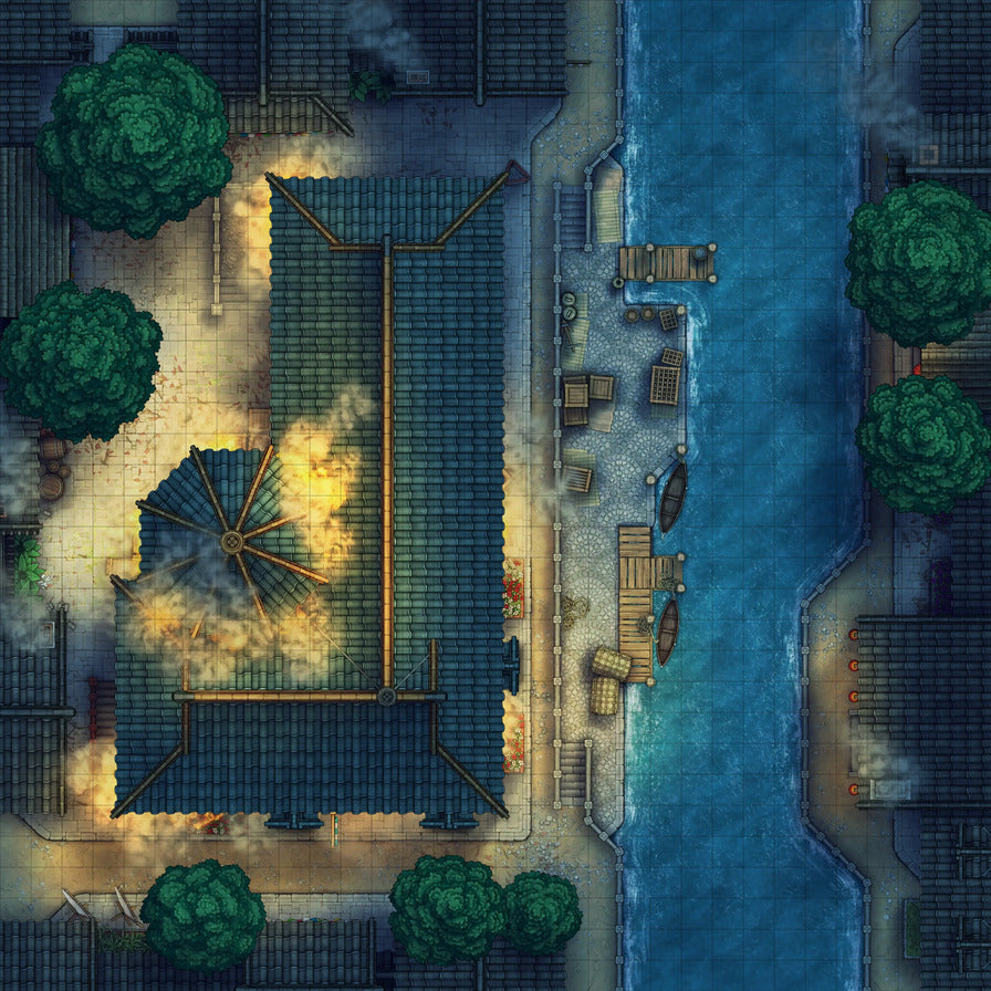 Magic Shop Battlemap - Expanding Fire Night 02 - DnD Map, Digital, Foundry VTT, Print
