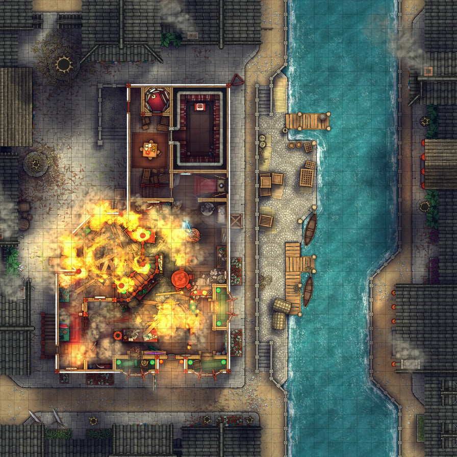 Magic Shop Battlemap - Explosion 01 - DnD Map, Digital, Foundry VTT, Print