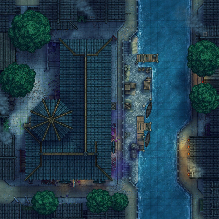 Magic Shop Battlemap - Fungal Growth Night 02 - DnD Map, Digital, Foundry VTT, Print