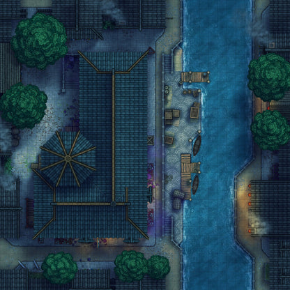 Magic Shop Battlemap - Fungal Growth Night 02 - DnD Map, Digital, Foundry VTT, Print