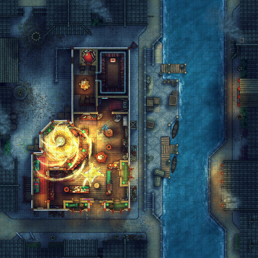 Magic Shop Battlemap - Magical Ritual Night 01 - DnD Map, Digital, Foundry VTT, Print