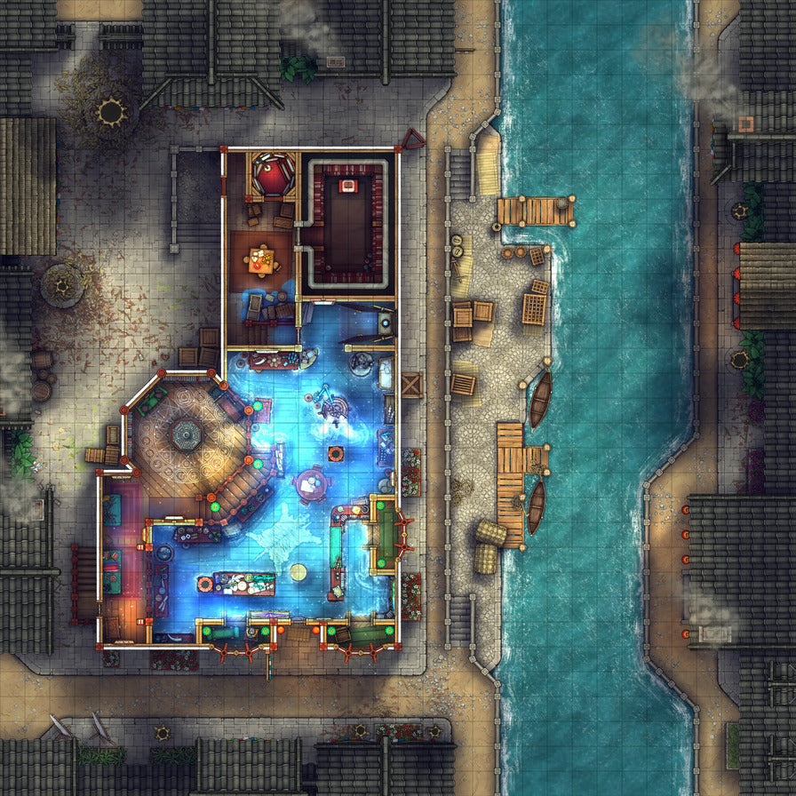 Magic Shop Battlemap - Potion Spillage 01 - DnD Map, Digital, Foundry VTT, Print