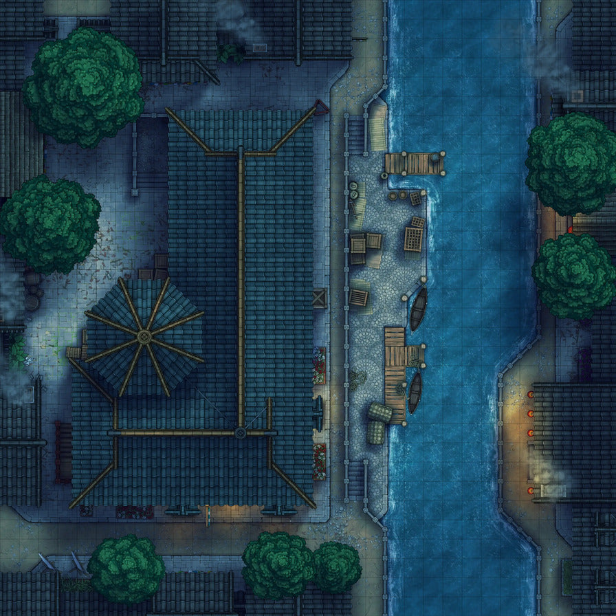 Magic Shop Battlemap - Potion Spillage Night 02 - DnD Map, Digital, Foundry VTT, Print