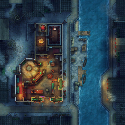 Magic Shop Battlemap - Robbery Night 01 - DnD Map, Digital, Foundry VTT, Print