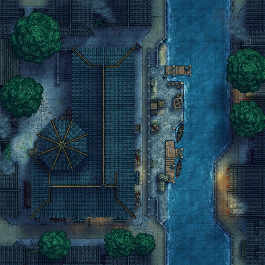 Magic Shop Battlemap - Summer Night 02 - DnD Map, Digital, Foundry VTT, Print