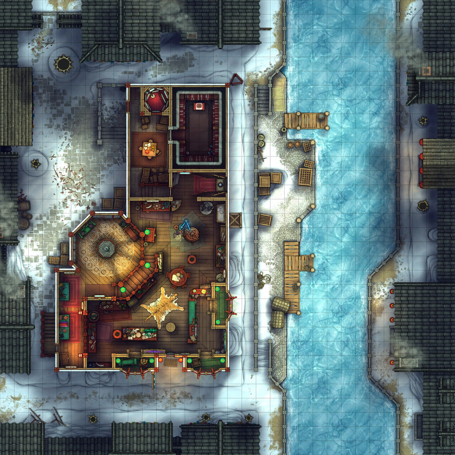 Magic Shop Battlemap - Winter 01 - DnD Map, Digital, Foundry VTT, Print