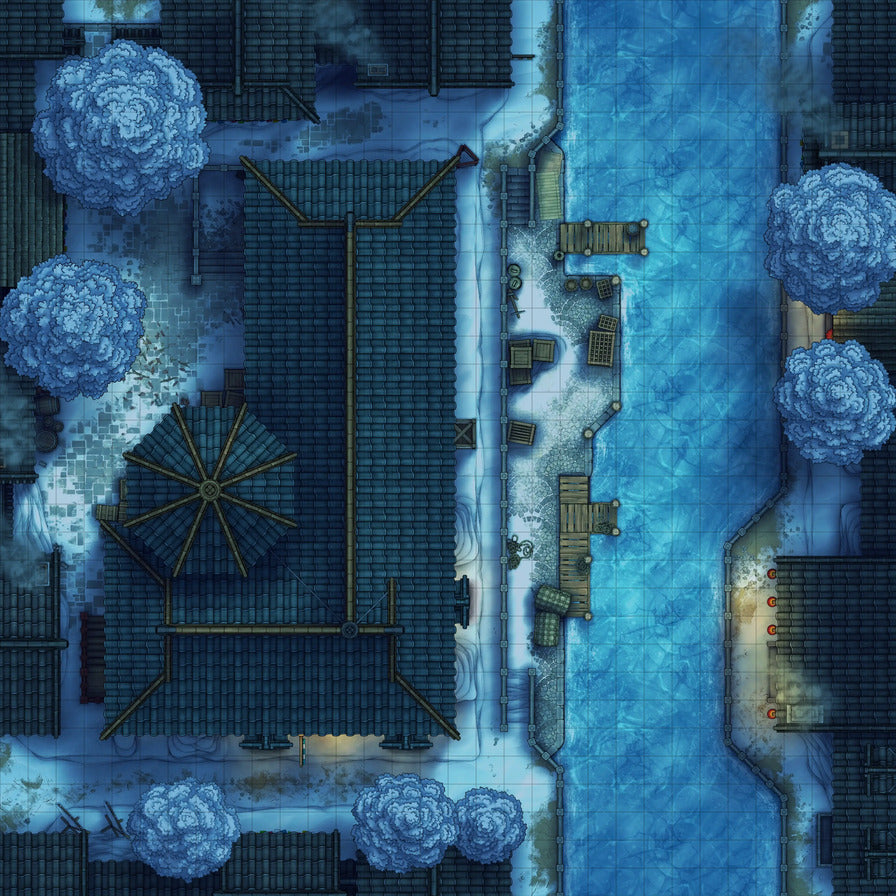 Magic Shop Battlemap - Winter Night 02 - DnD Map, Digital, Foundry VTT, Print