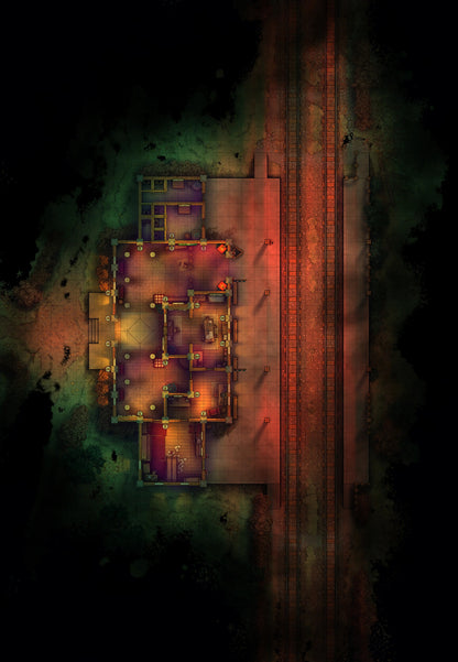 Rural Train Station Battlemap - Nightmare 01 - DnD Map, Digital, Foundry VTT, Print