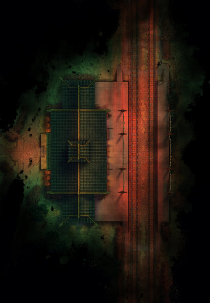 Rural Train Station Battlemap - Nightmare 02 - DnD Map, Digital, Foundry VTT, Print
