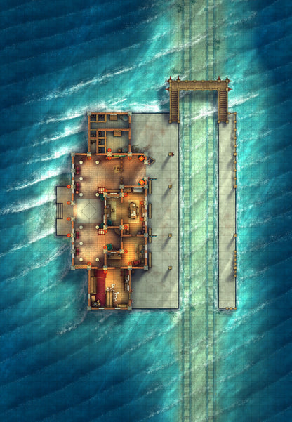 Rural Train Station Battlemap - Sea Railway 01 - DnD Map, Digital, Foundry VTT, Print