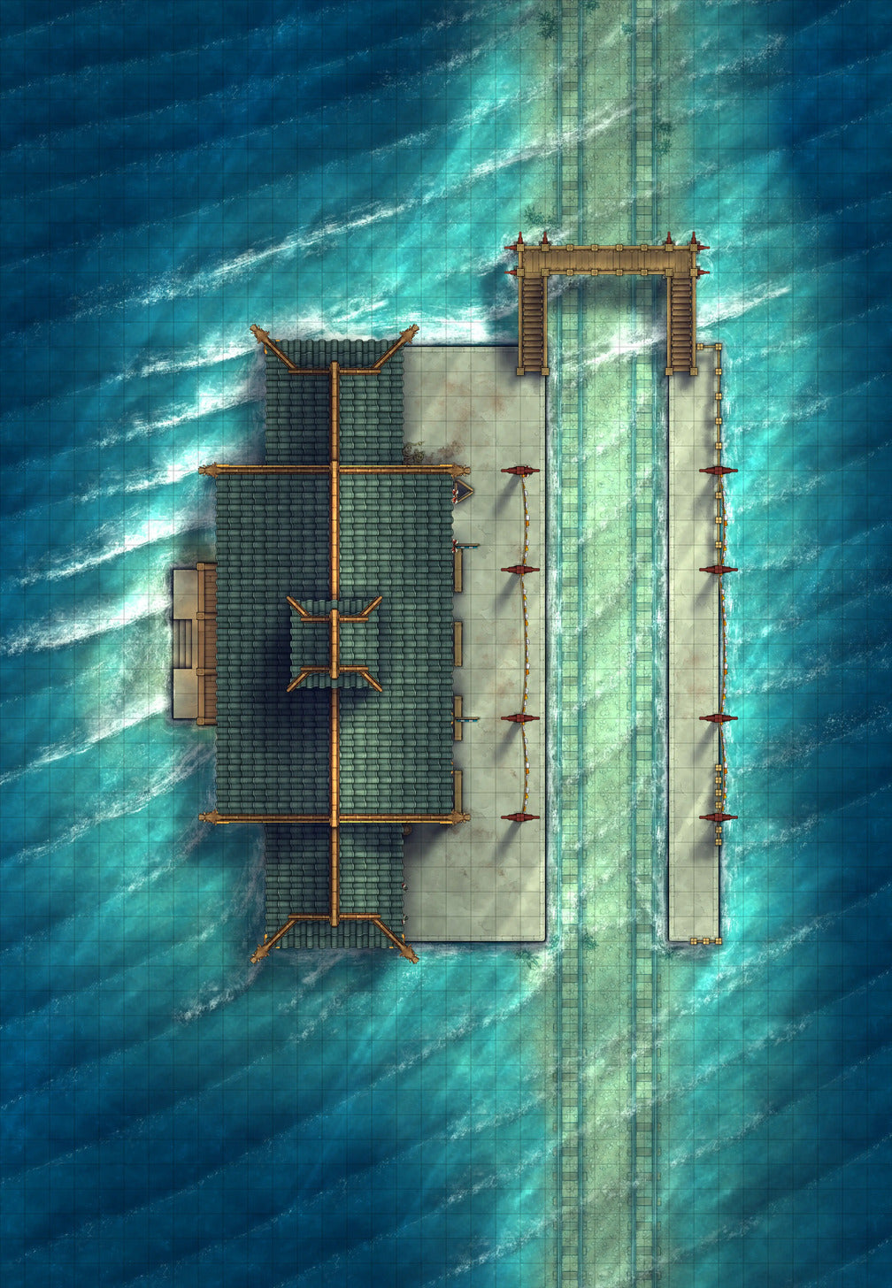 Rural Train Station Battlemap - Sea Railway 02 - DnD Map, Digital, Foundry VTT, Print