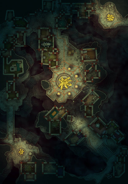 Underdark City Center Battlemap - Underdark City Center 36x52 Abandoned Ruins