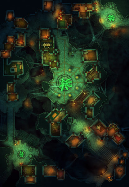 Underdark City Center Battlemap - Underdark City Center 36x52 Jorogumo Spider Nest