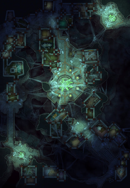 Underdark City Center Battlemap - Underdark City Center 36x52 Webbed To Heck