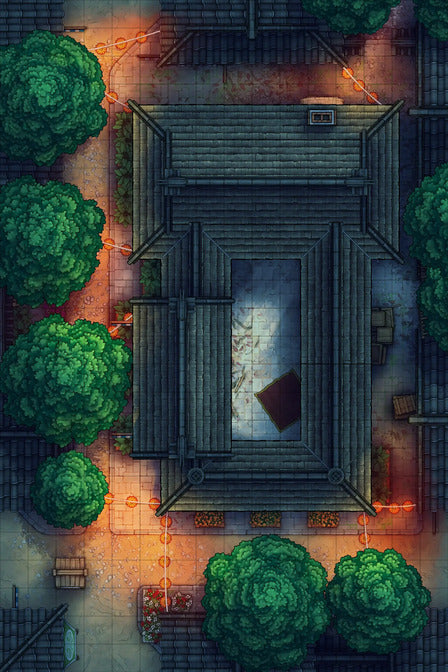 Alchemist’s Sweets Shop & Laboratory Battlemap - overhead view asian-style - Digital, Foundry VTT, Print