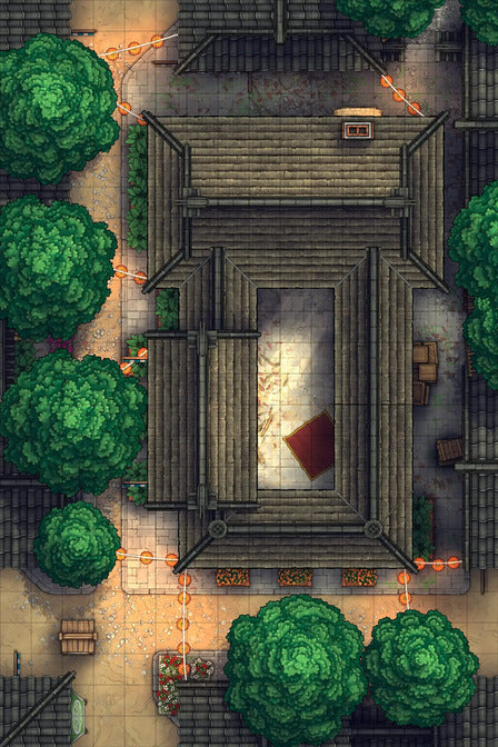 Alchemist’s Sweets Shop & Laboratory Battlemap - overhead view asian-style - Digital, Foundry VTT, Print