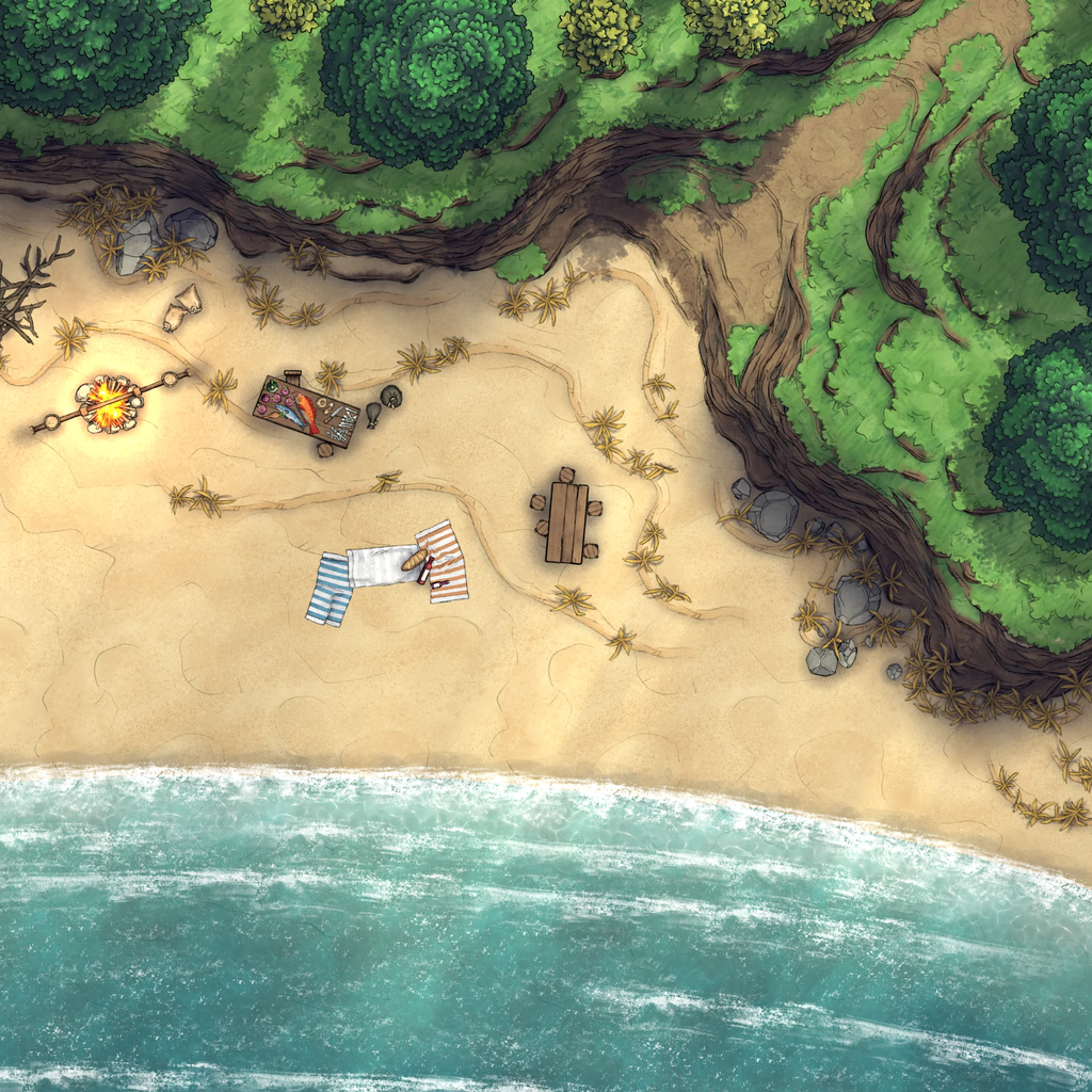 Beach Episode | D&D Battlemap | DnDungeon