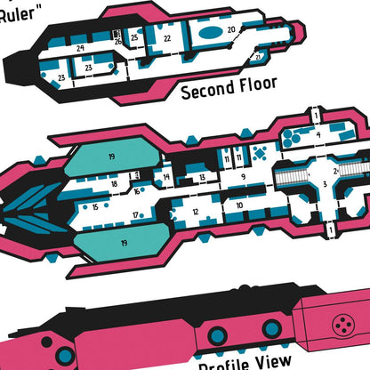 Blueprint - Luxury Diplomatic Cruiser - Ghost Ruler Battlemap - spaceship floor plan - Digital