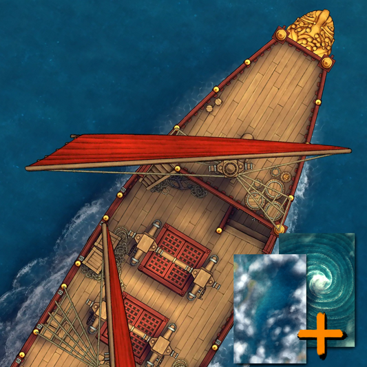 Chinese Junk Ship Battlemap - top-down view wooden ship - Digital, Foundry VTT, Print