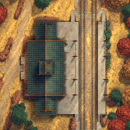 Rural Train Station Battlemap - DnD Map