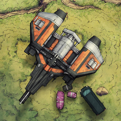 Dungeons & Destiny - Miscellanea Asset Kit - crashed orange black spaceship - Digital