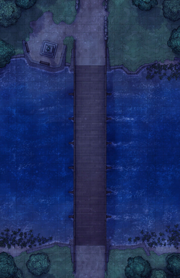 Forest Bridge Battlemap - wooden dock bridge water - Digital, Foundry VTT, Print