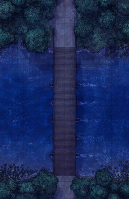 Forest Bridge Battlemap - wooden dock water - Digital, Foundry VTT, Print