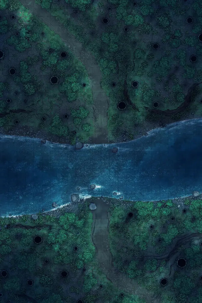 Forest Floor Pack Battlemap - aerial river landscape - Digital, Foundry VTT, Print