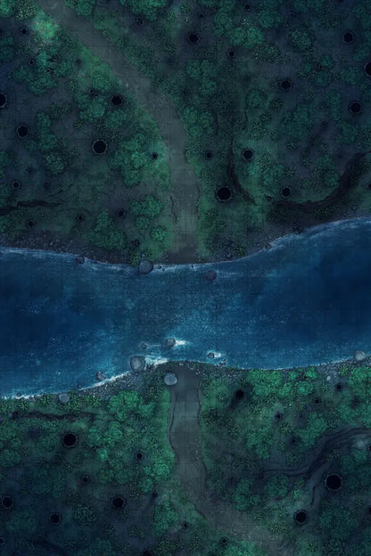 Forest Floor Pack Battlemap - aerial river landscape - Digital, Foundry VTT, Print