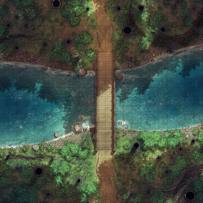 Forest Floor Pack Battlemap - wooden bridge water - Digital, Foundry VTT, Print