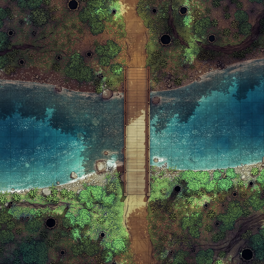 Forest Floor Pack Battlemap - wooden bridge water - Digital, Foundry VTT, Print