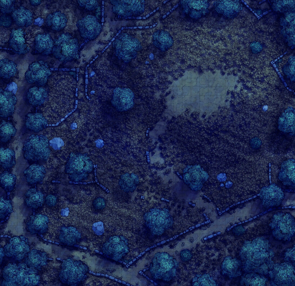 Forgotten Golden Wheat Fields Battlemap - blue green textured fabric patterned - Digital, Foundry VTT, Print