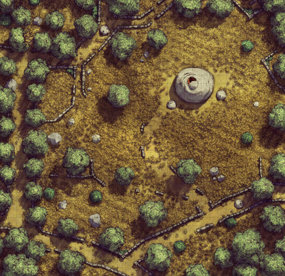 Forgotten Golden Wheat Fields Battlemap - terracotta clay pot rustic design - Digital, Foundry VTT, Print