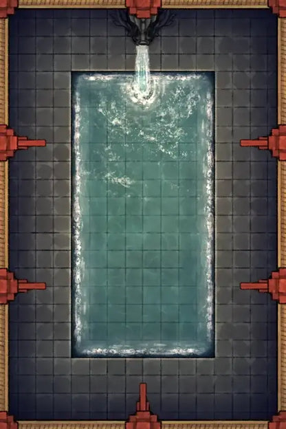 Fox Spirit’s Island Palace - Modular Dungeon Tileset Battlemap - rectangular pool tiled edges waterfall - Digital,
