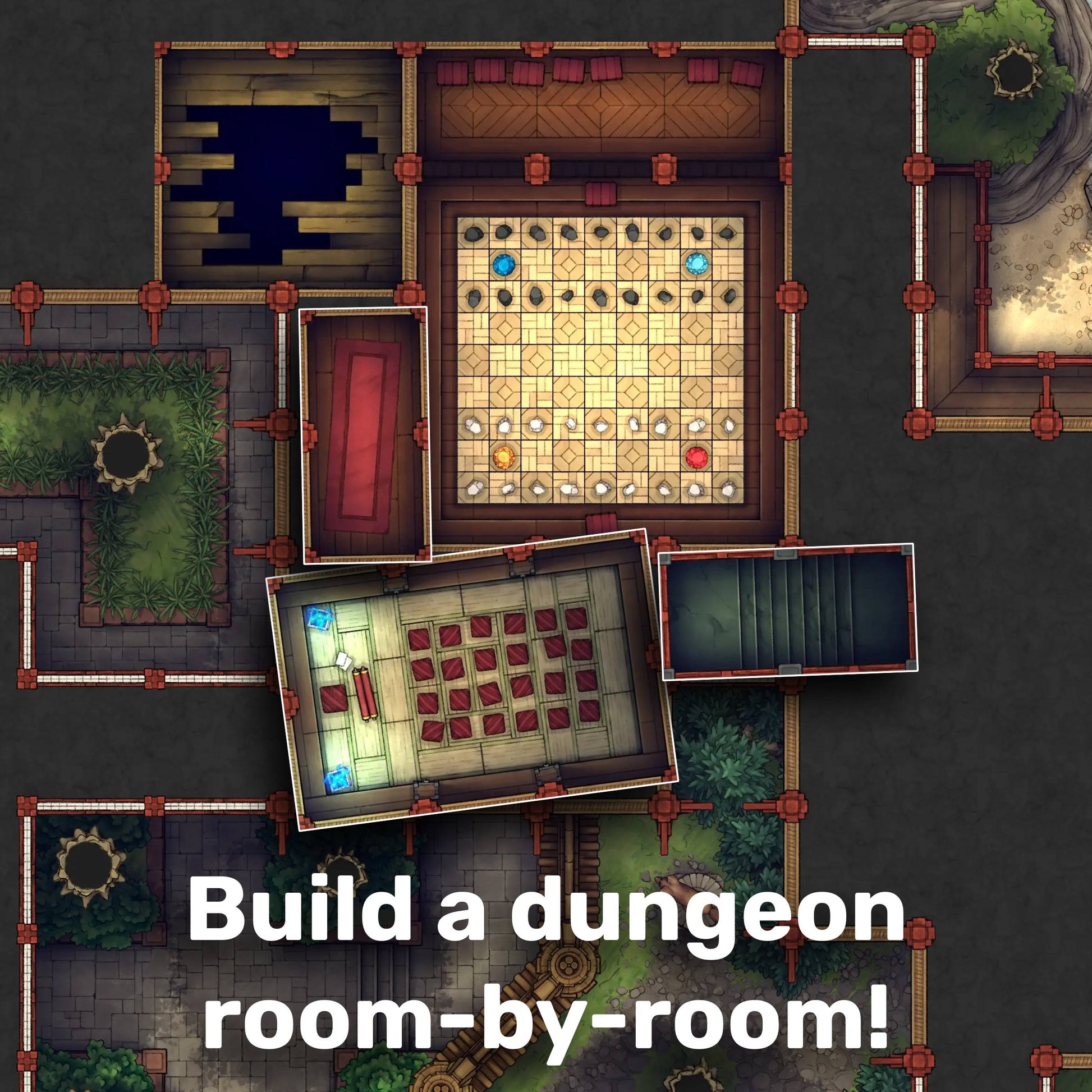 Fox Spirit’s Island Palace - Modular Dungeon Tileset Battlemap - 3d-printed dungeon room model kit - Digital, Foundry