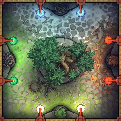 Fox Spirit’s Island Palace - Modular Dungeon Tileset Battlemap - green succulent plant terrarium red - Digital, Foundry