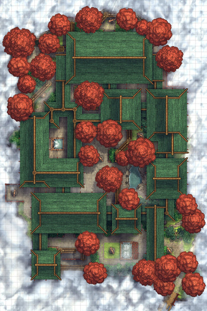 Fox Spirit’s Island Palace - Modular Dungeon Tileset Battlemap - green gold modular set red - Digital, Foundry VTT,