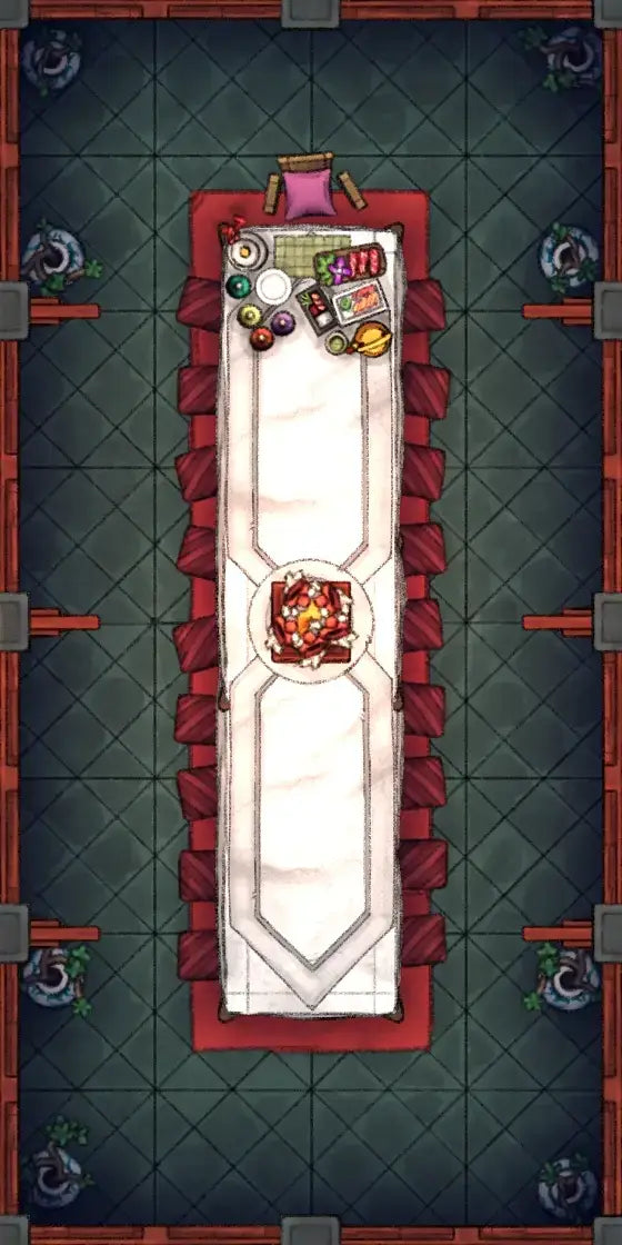 Fox Spirit’s Island Palace - Modular Dungeon Tileset Battlemap - red white table runner gold - Digital, Foundry VTT,